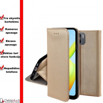 Telone atverčiamas dėklas - auksinės spalvos (Xiaomi Redmi A1/A2)